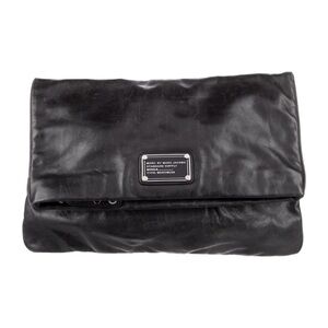 Marc By Marc Jacobs Black Leather Clutch with Silver Plaque